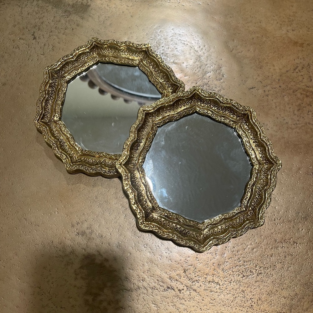 Set of 2 Gold Leaf Vintage Mirrors